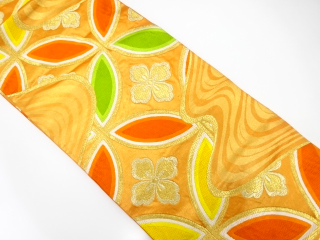 JAPANESE KIMONO / ANTIQUE FUKURO OBI / SILK / WOVEN FLOWER SHIPPO PATTERN